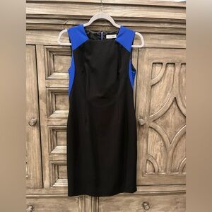 NWOT Women’s CALVIN KLEIN Black and Blue Color Block Sleeveless Dress (2)